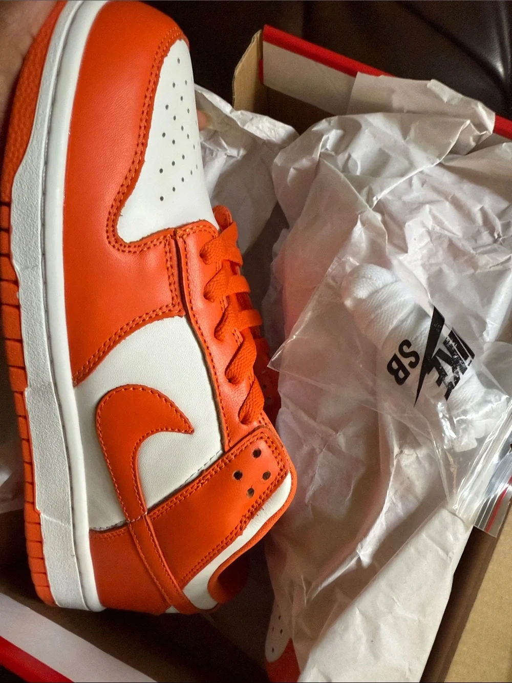 Brand New | Never Worn NIKE ORANGE & WHITE DUNKS